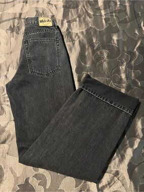 White Fox Boutique Always Be Yourself Low Rise Wide Leg Jeans Black Acid Wash XS